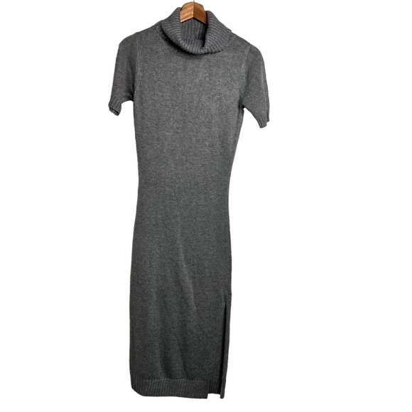 Lulu's Womens Size Small Coffee Date Grey Turtleneck Midi Sweater Dress Knit - Picture 2 of 13